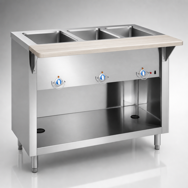 Product image #3 for Thurmaduke E-3-CBSS 46" 3-Pan Electric Hot Food Steamtable Unit