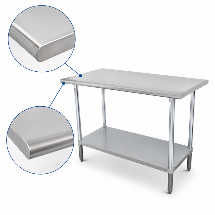 Product image #3 for Advance Tabco Special Value Series 60" x 30" Flat Top Stainless Steel Work Table with Adjustable Undershelf