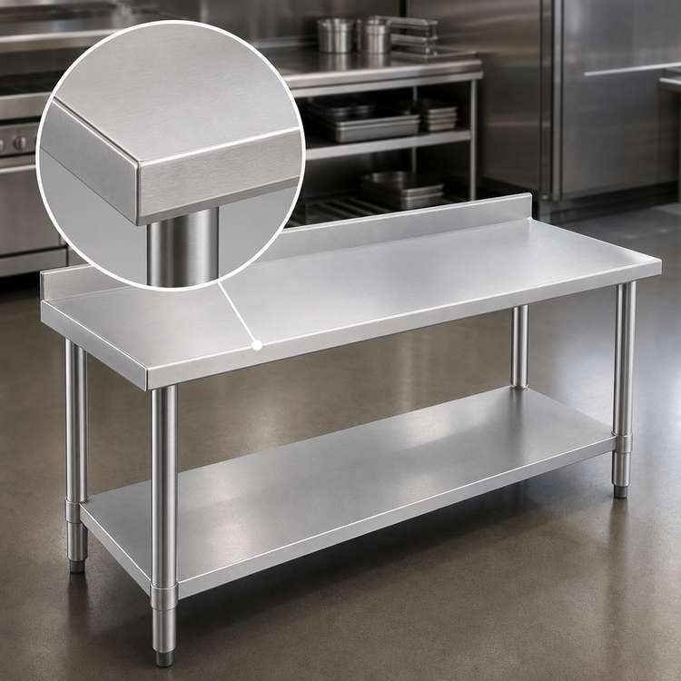 Product image #3 for Spec-Master Marine Series 84 In. x 36 In. Stainless Steel Work Table with 4-1/2 In. Backsplash and Adjustable Undershelf