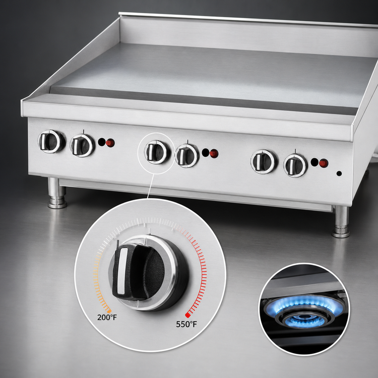 Product image #3 for Garland Signature Heavy-Duty Countertop Gas Griddle, 23-5/8-Inch Wide, Thermostatic Controls, Smooth Steel Plate
