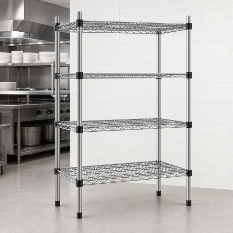 Product image #3 for Eagle Group Valu-Master Quad-Adjust Stationary 4-Tier Wire Shelving Starter Unit, 72 x 18 x 74 Inches, Pewter Gray Epoxy