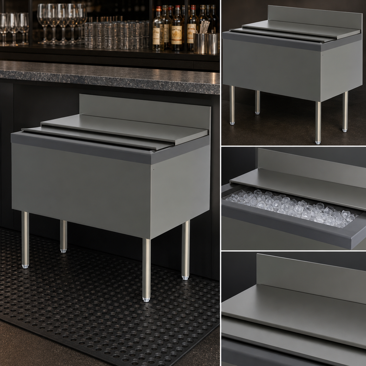 Product image #3 for Perlick Top Shelf TSF Series Full-Depth Underbar Ice Bin/Cocktail Unit with 10-Circuit Cold Plate, 24 x 24 Inches