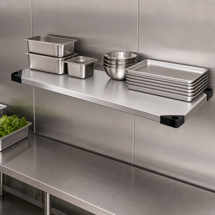 Product image #3 for Solid Stainless Steel Commercial Shelf, 60 x 18 Inches, 450 lb Capacity