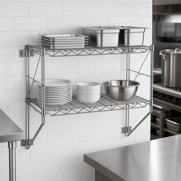 Product image #3 for Metro Erecta Regular Chrome Wire Wall Shelf Kit, 26-1/4 W x 13 D x 21 H Inches