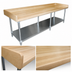 Thumbnail image #3 for 96 Inch x 30 Inch Wood Top Bakers' Work Table with Adjustable Galvanized Undershelf