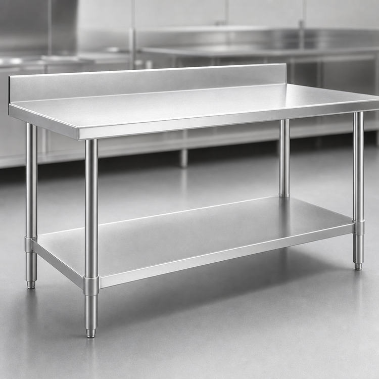 Product image #3 for Eagle Group Spec-Master Marine Series 48-Inch x 36-Inch Stainless Steel Work Table with 4-1/2-Inch Backsplash and Undershelf
