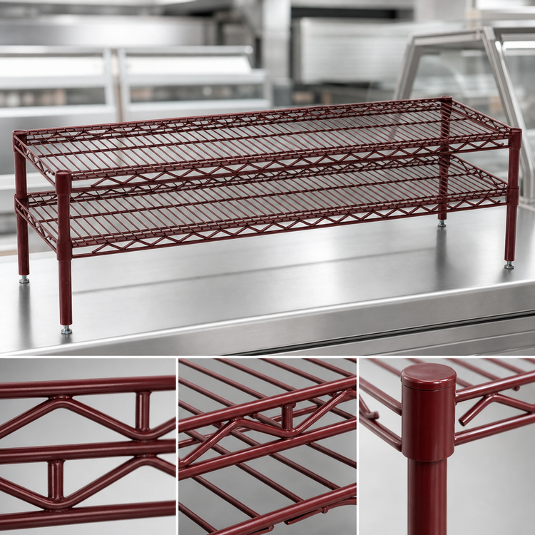 Product image #3 for Eagle Group QuadTruss 2-Tier Front Case Merchandise Wire Shelving Unit, 30W x 14D x 14H, Red Epoxy