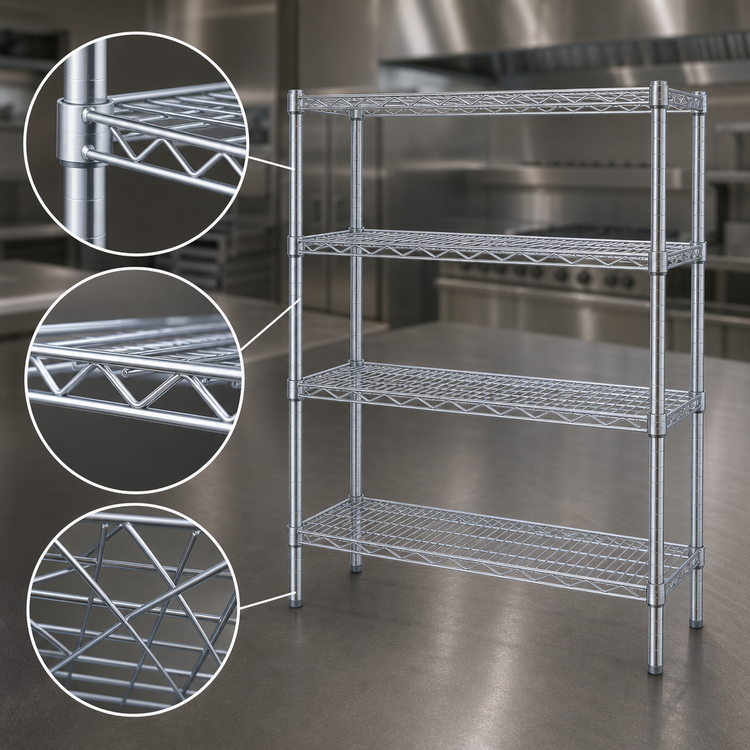Product image #3 for EAGLEbrite 4-Tier Stationary Wire Starter Shelving Unit, 48W x 24D x 63H, Zinc Finish