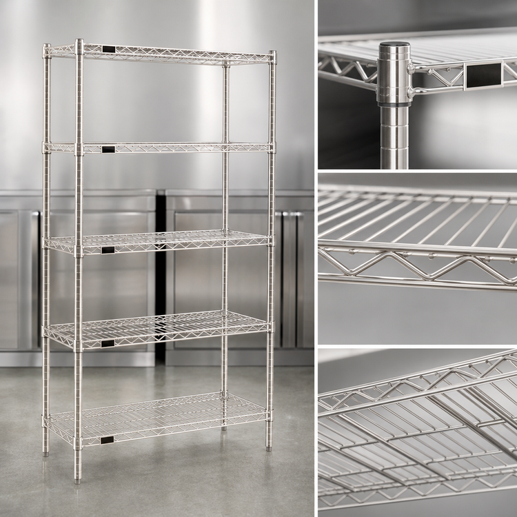 Product image #3 for Eagle Group 5-Tier Stainless Steel Wire Shelving Starter Unit, 72 x 24 x 86 Inches