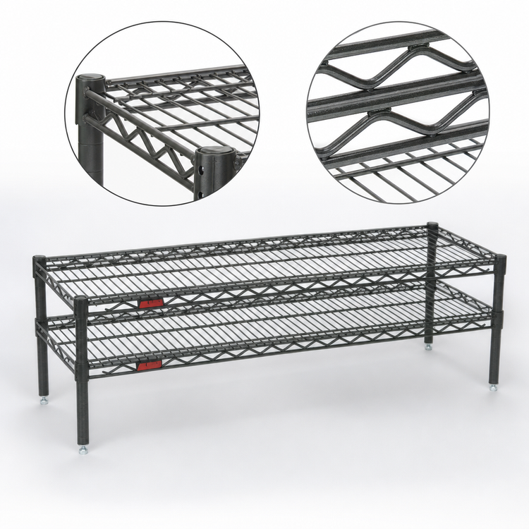 Product image #3 for Eagle Group QuadTruss 2-Tier Front Case Merchandise Wire Shelving Unit, 24 x 14 x 14 Inches, Pewter Gray Epoxy Finish