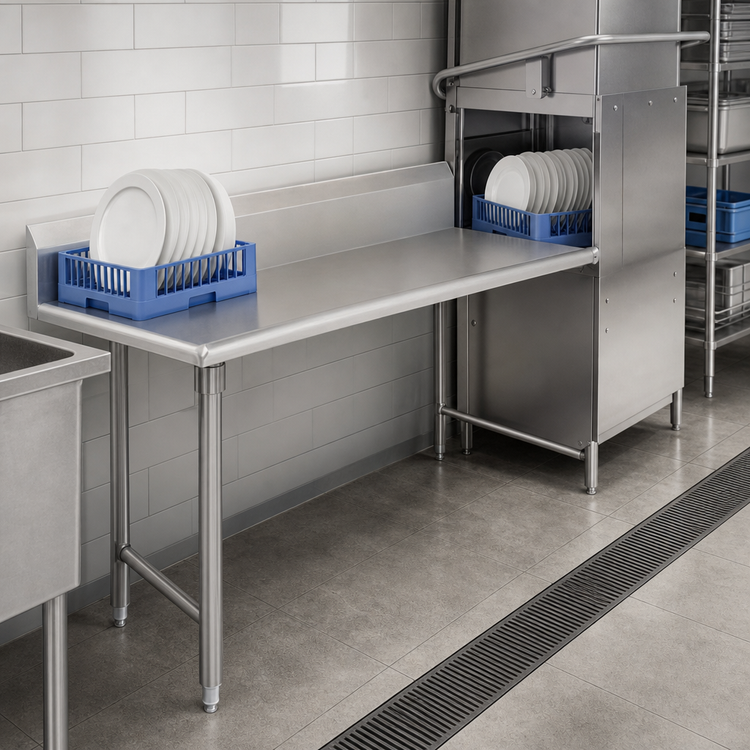Product image #3 for John Boos Pro-Bowl Straight Clean Dish Table, 84 Inch, Right-to-Left, 16 Gauge Stainless Steel