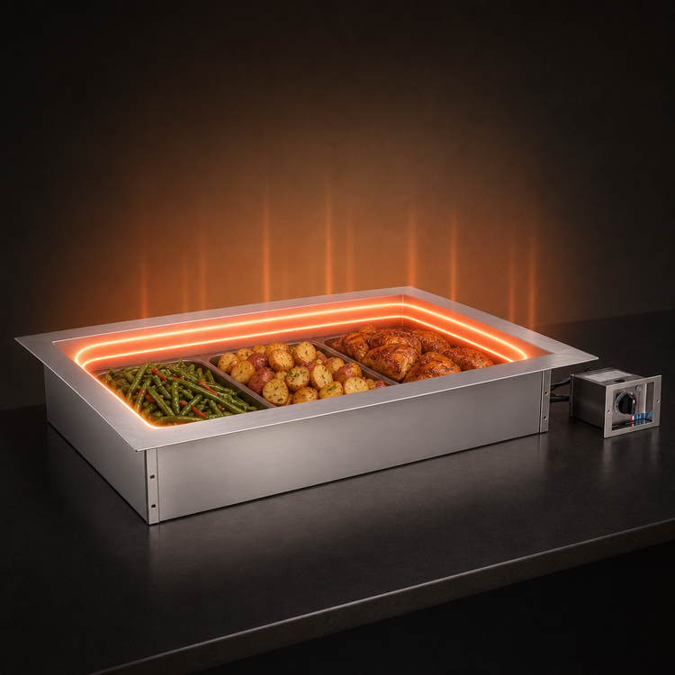 Product image #3 for Alto-Shaam Halo Heat Waterless 3 Full-Size Pan Drop-In Electric Hot Food Well with Large Flange, 6-3/8-Inch Deep Well