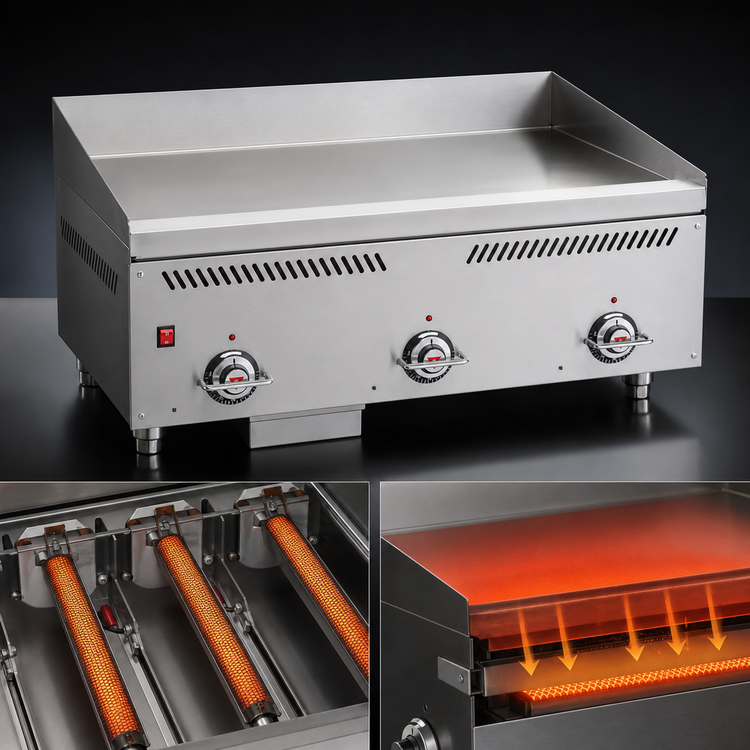 Product image #4 for Heavy-Duty 24-Inch Countertop Gas Griddle with 1-Inch Chrome Plate and Infrared Burners