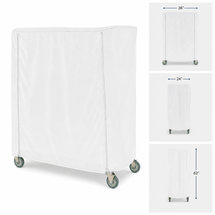 Product image #3 for Metro White Uncoated Knitted Polyester Cart Cover with Velcro Fastener, 36 x 24 x 62 Inches