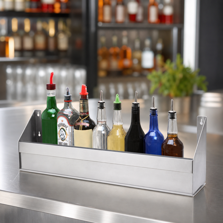 Product image #3 for Advance Tabco Special Value Underbar Basics 36-Inch Single-Tier Stainless Steel Speed Rail, 9-10 Bottle Capacity