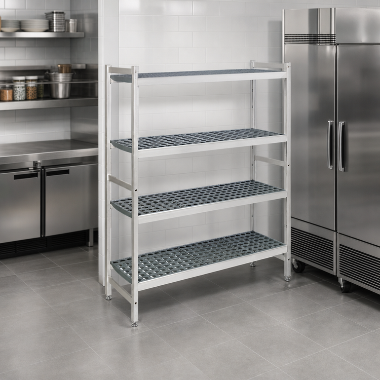 Product image #3 for Fermostock 4-Tier Perforated Polymer Shelving Starter Unit, 26" W x 22" D x 71" H