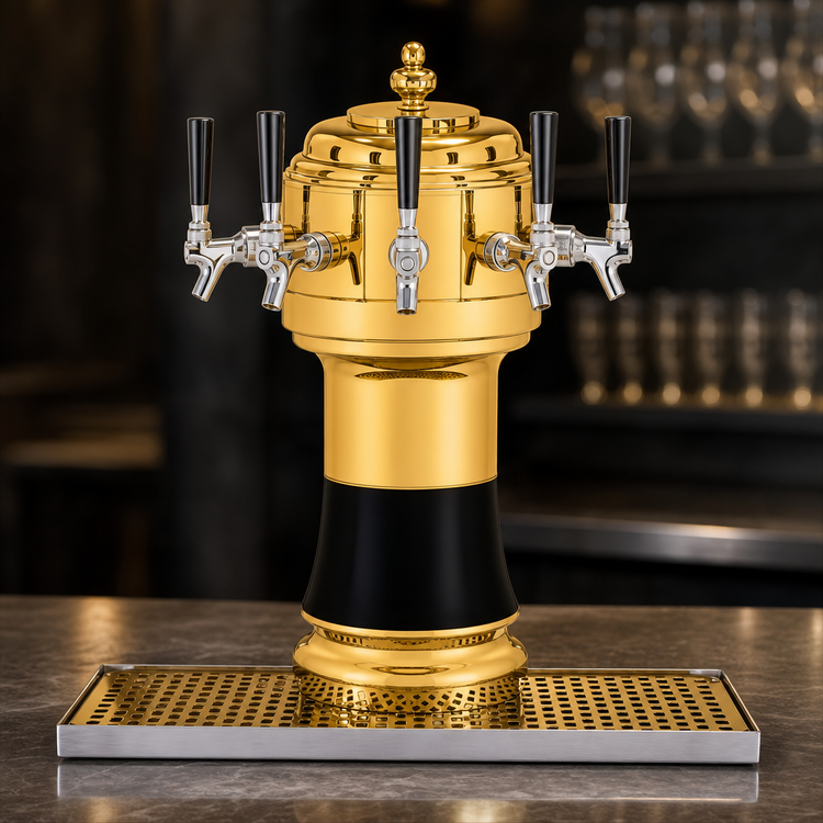 Product image #3 for Glastender Zeus 5-Faucet Countertop Draft Dispensing Tower, Glycol Cooled, Mirror Finish