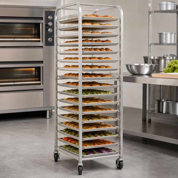 Product image #3 for Serv-Ware 20-Tier Aluminum End-Loading Pan Rack with Casters