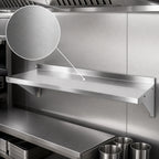 Thumbnail image #3 for John Boos BHS1630-14/304 Wall-Mounted Stainless Steel Shelf, 30"W x 16"D, 14-Gauge 300 Series, Satin Finish