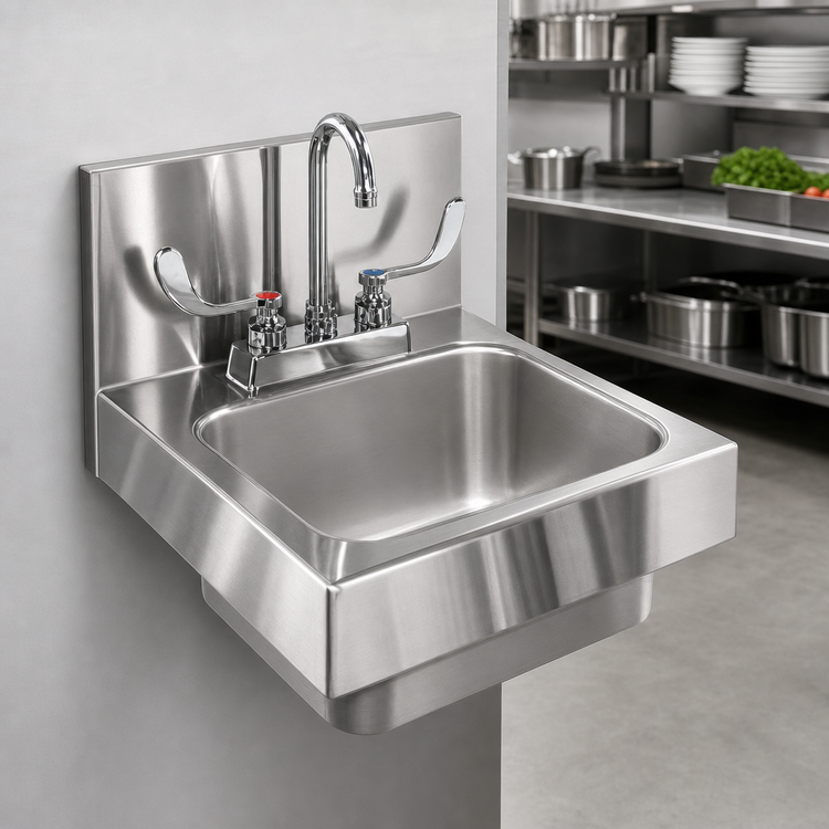 Product image #3 for Glastender WH-14 Wall-Mount Stainless Steel Hand Sink with Gooseneck Faucet