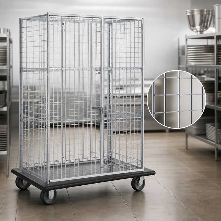 Product image #3 for Eagle QuadTruss Chrome-Plated Open Wire Security Cage with Dolly Truck, 34-7/8 in. W x 29-3/4 in. D x 69 in. H