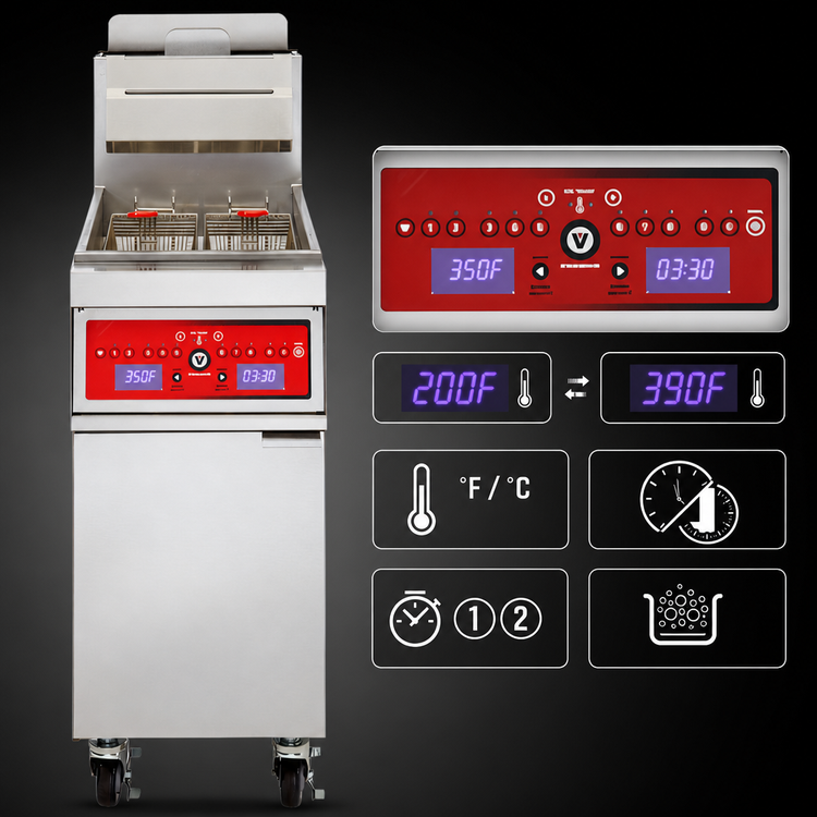 Product image #4 for Vulcan PowerFry3 1TR45D High-Efficiency Free-Standing Gas Fryer with Digital Controls, 45-50 lb Capacity