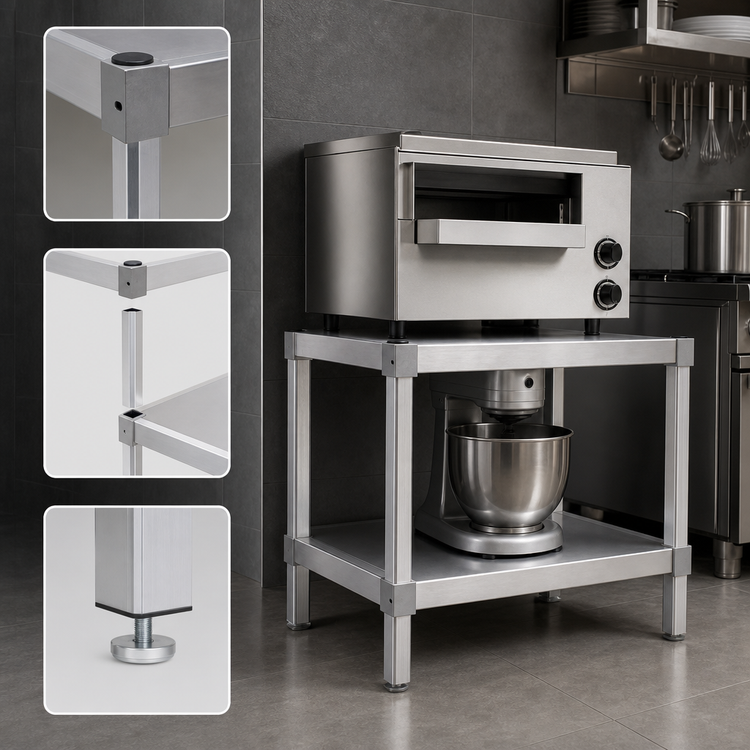 Product image #3 for New Age Modular Aluminum Equipment Stand with 2 Adjustable Solid Shelves, 24 x 20 x 30 Inches