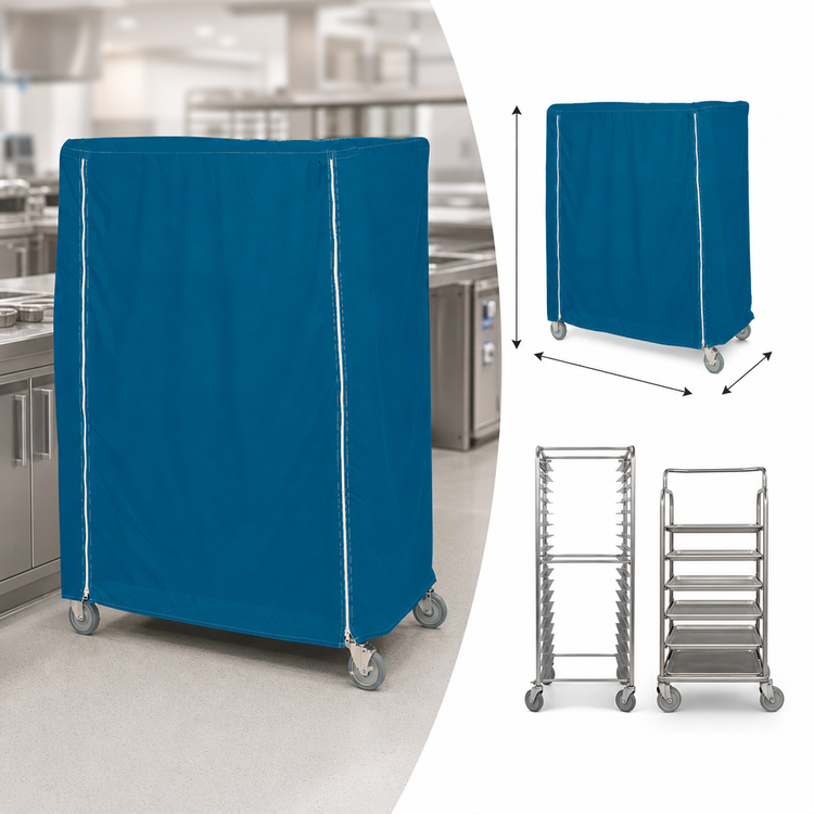 Product image #3 for Metro 36 x 24 x 62 Inch Mariner Blue Cart Cover for Queen Mary & Banquet Carts