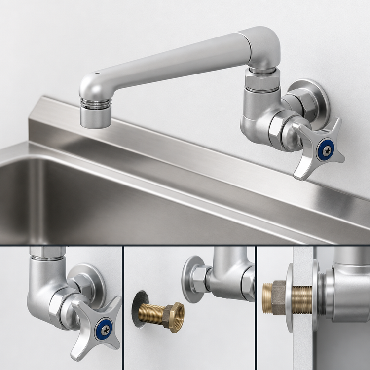 Product image #3 for T&S Brass Single Temperature Wall Mount Pantry Faucet with 6-Inch Swivel Cast Spout