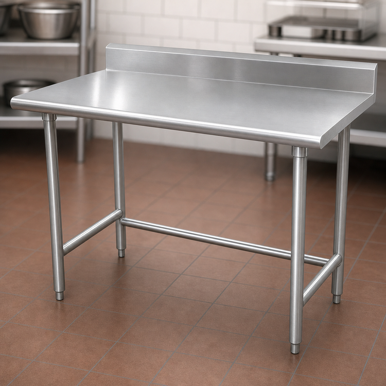 Product image #3 for Advance Tabco Special Value 48" x 24" Open Base Work Table with 5" Backsplash
