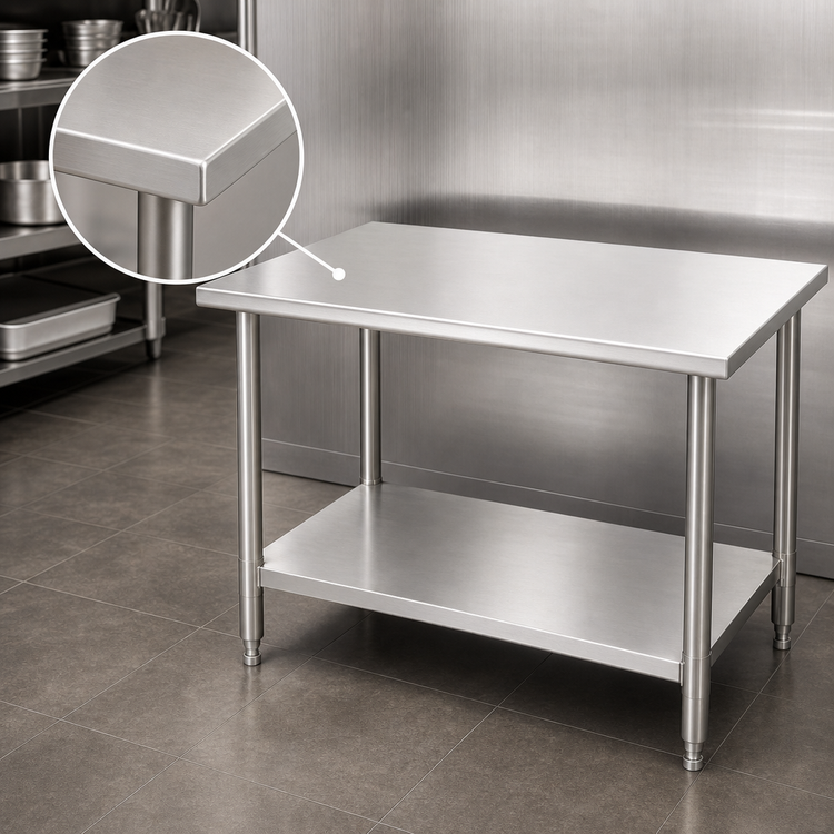 Product image #3 for Eagle Spec-Master 48-Inch x 30-Inch Flat Top Stainless Steel Work Table with Adjustable Undershelf