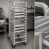 Thumbnail image #4 for Channel Manufacturing Aluminum End-Load Pizza Pan and Dough Box Rack, 15-Pan Capacity, 4-Inch Centers, 70-Inch High