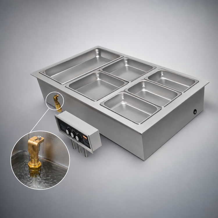 Product image #3 for Hatco HWBLI-4MA Drop-In Modular/Ganged Heated Well with Auto-Fill, Insulated, 4 Full-Size Pan Capacity