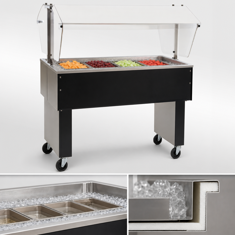 Product image #3 for Service Mate Deluxe Portable Buffet Cold Pan Unit, 4-Pan, Ice Cooled, 63-1/2-Inch Wide