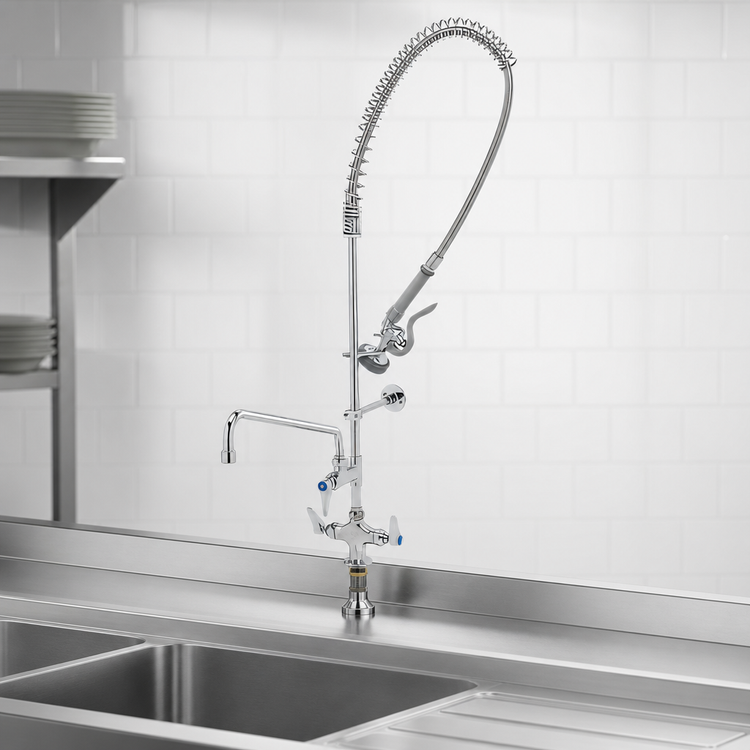 Product image #3 for T&S Brass EasyInstall Single-Hole Deck-Mount Pre-Rinse Unit with 12-Inch Add-On Faucet