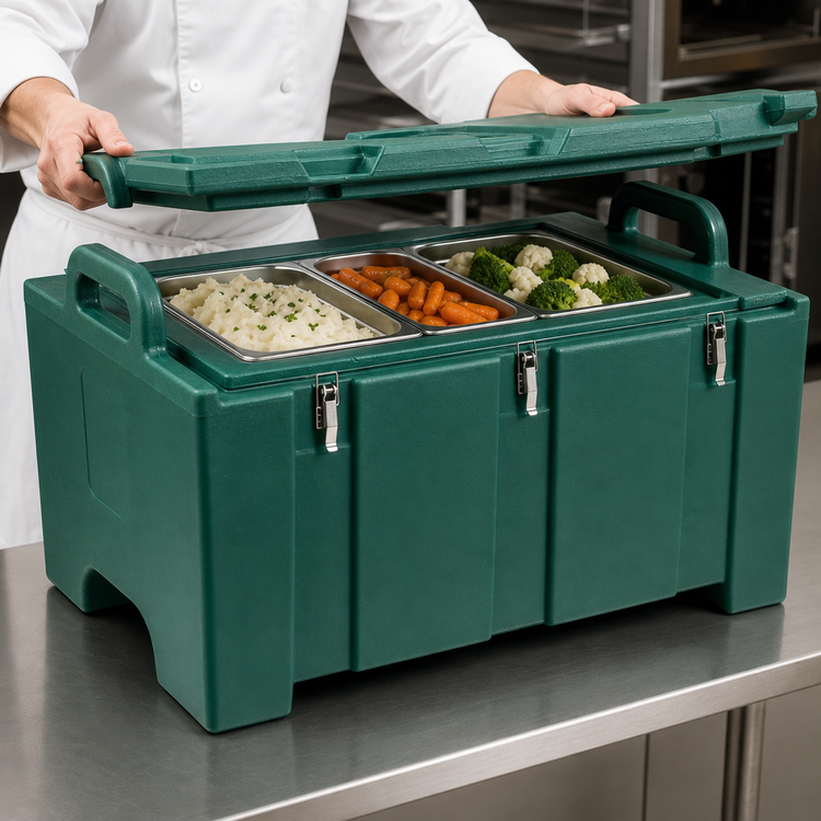 Product image #4 for Cambro Camcarrier® Non-Electric Top-Loading Insulated Food Pan Carrier, 40 Qt., Kentucky Green