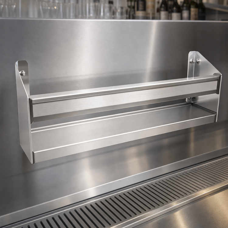 Product image #3 for Glastender 21-Inch Single Stainless Steel Speed Rail with Open Step-and-Rail Design