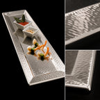 Thumbnail image #3 for American Metalcraft HMRT247 Rectangular Hammered 18/8 Stainless Steel Serving Tray, 23-3/4 x 7-1/2 x 1/2 Inch Case of 12