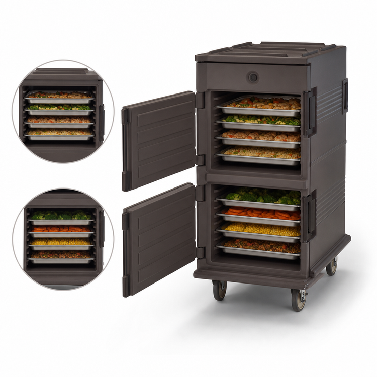 Product image #4 for Cambro Ultra Camcart® Insulated Front-Loading Double-Compartment Food Pan Carrier, Security Package, 24-Pan Capacity, Granite Sand