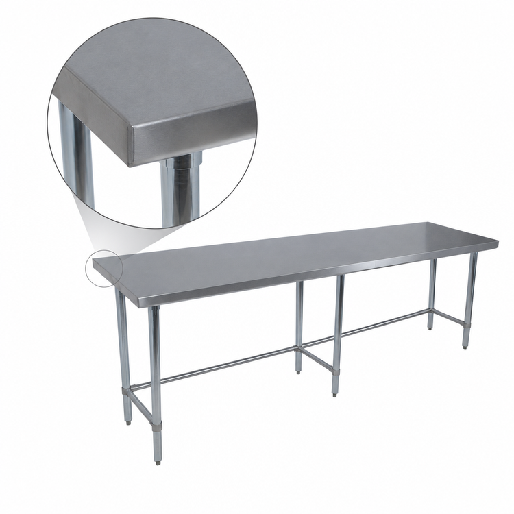 Product image #3 for BK Resources 84"W x 18"D Open Base Flat Top Stainless Steel Work Table with Galvanized Legs