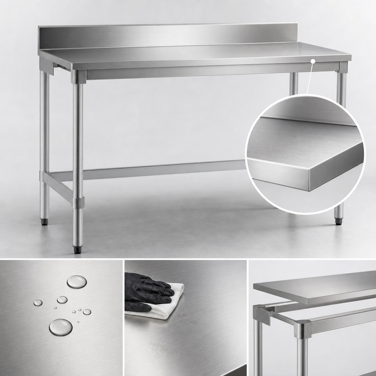 Product image #3 for New Age 84-Inch x 24-Inch Stainless Steel Top Work Table with 6-Inch Backsplash and Aluminum Base