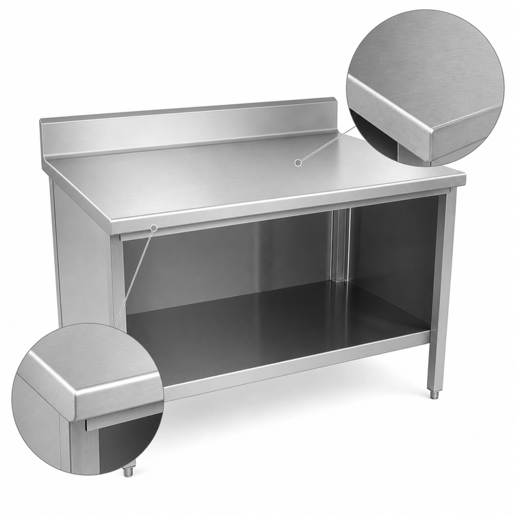 Product image #3 for John Boos Open-Front Cabinet Base Work Table with 14-Gauge Stainless Steel Top, 5-Inch Backsplash, 36 x 24 Inches