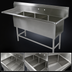 Thumbnail image #3 for John Boos Pro-Bowl 3-Compartment Sink with Left Drainboard, 24 x 24 x 12 Bowls, 16-Gauge Stainless Steel