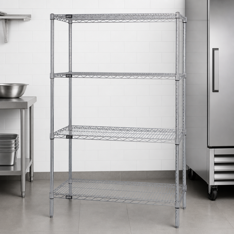 Product image #3 for Quantum 54"W x 12"D x 86"H 304 Stainless Steel Wire Shelving Starter Kit with 4 Shelves