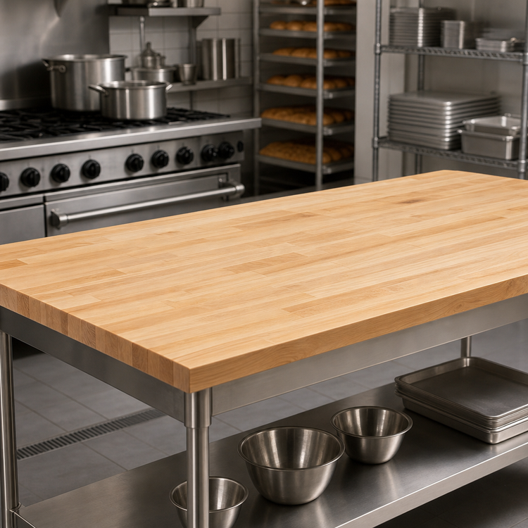 Product image #3 for John Boos 132-Inch x 25-Inch Edge Grain Laminated Northern Hard Rock Maple Baker's Table Top with Penetrating Oil Finish
