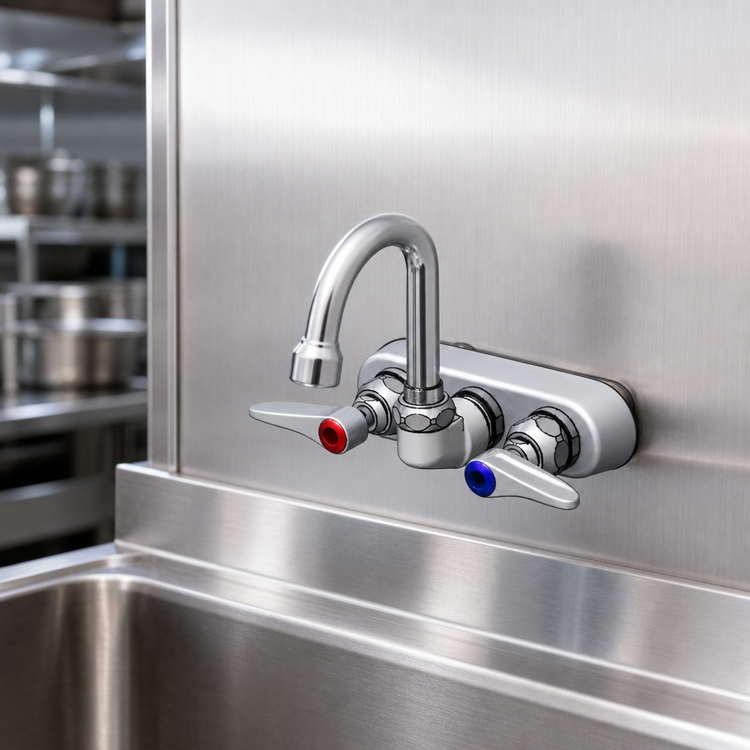 Product image #3 for T&S Brass Wall-Mount Workboard Faucet, 4" Centers, Swivel Gooseneck, 1.5 GPM
