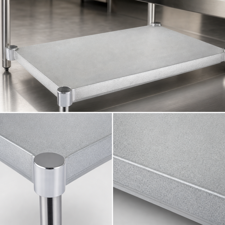 Product image #3 for John Boos 132" x 24" 18-Gauge Galvanized Steel Work Table Undershelf