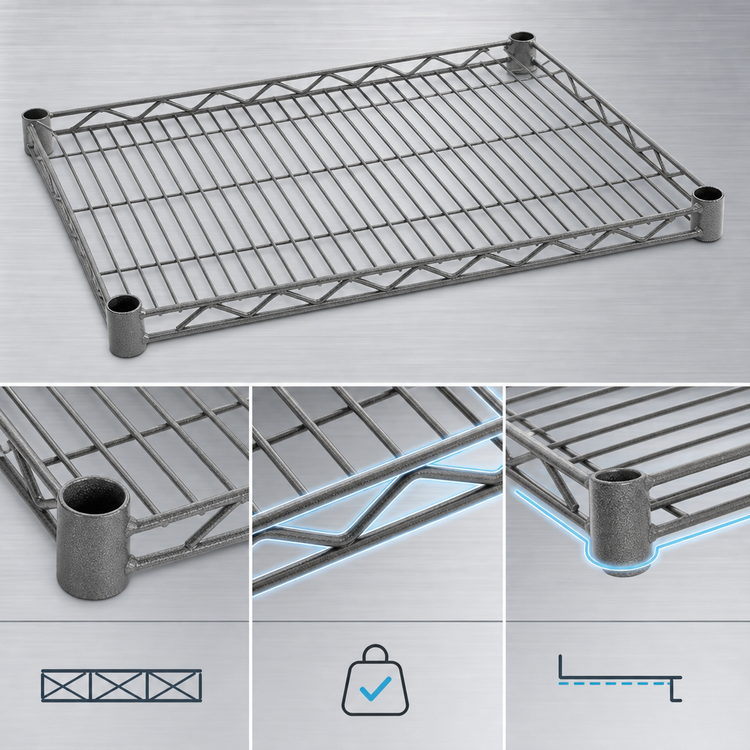Product image #3 for Eagle Group Valu-Master 60 Inch x 30 Inch Wire Shelf, QuadTruss, Pewter Gray Epoxy, 600 lb Capacity
