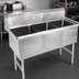 Thumbnail image #3 for John Boos 3-Compartment Stainless Steel Floor Model Sink, 77-1/8-Inch W x 29-1/2-Inch D, with 10-Inch Backsplash