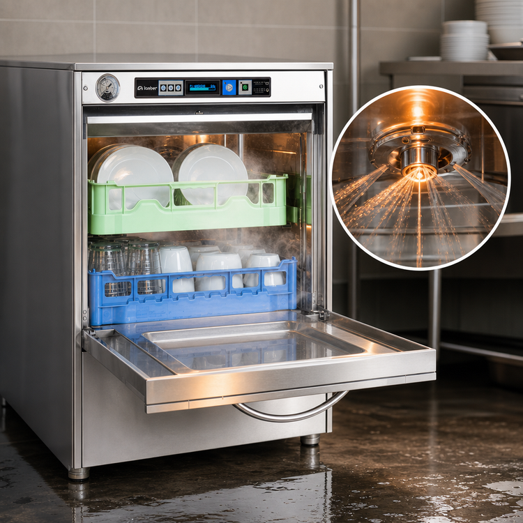 Product image #4 for Lamber High-Temp Undercounter Dishwasher with Booster, Stainless Steel, 20" x 20" Rack, 30 Racks/Hour